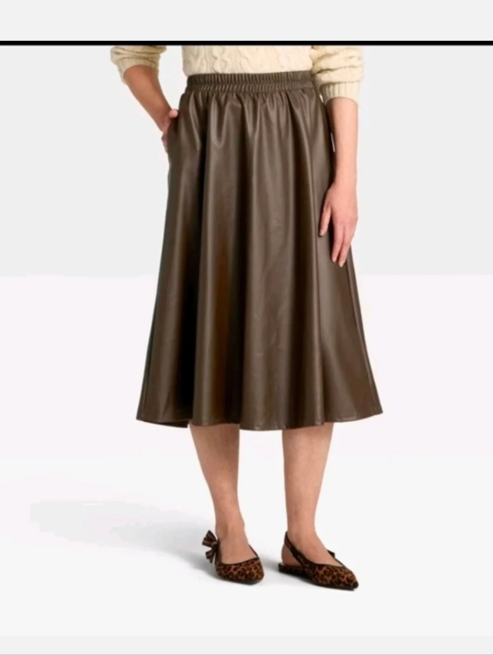 A New Day Women's Faux Leather Skirt Dark Brown Size M